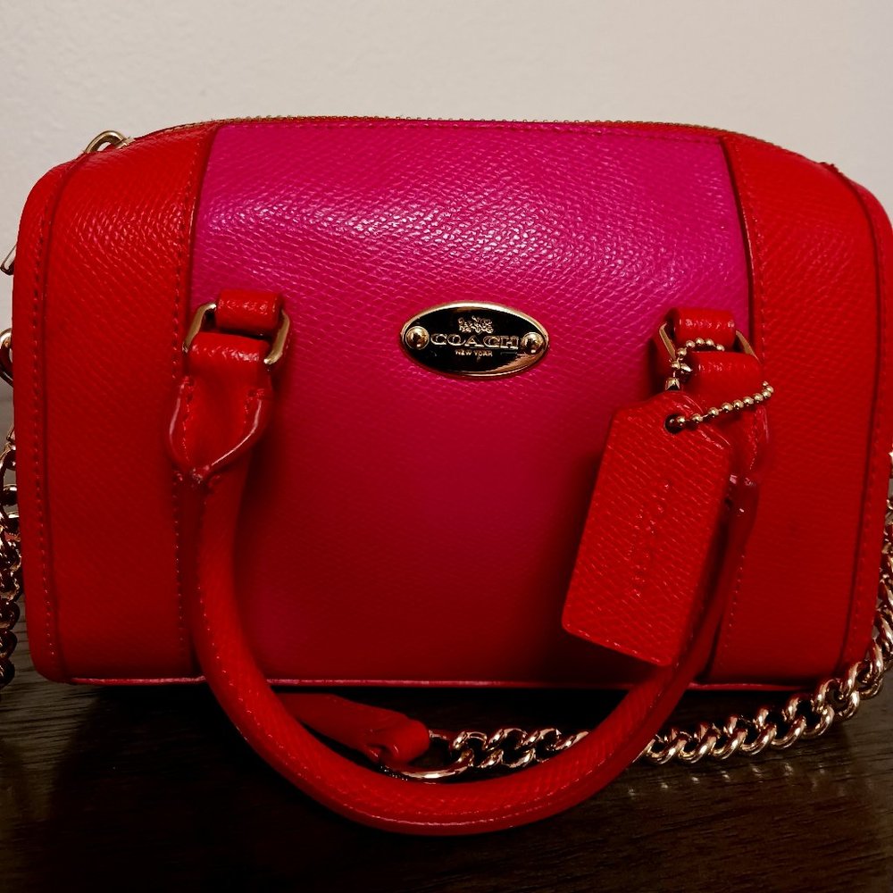 BRAND NEW Coach pink/red Color Block mini satchel Purse-never used